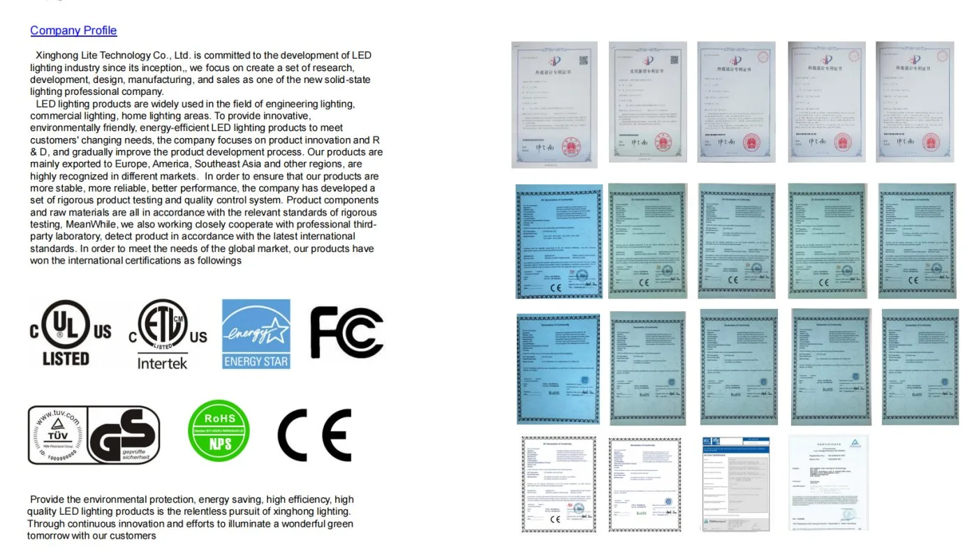 SASO certification documents for LED lighting